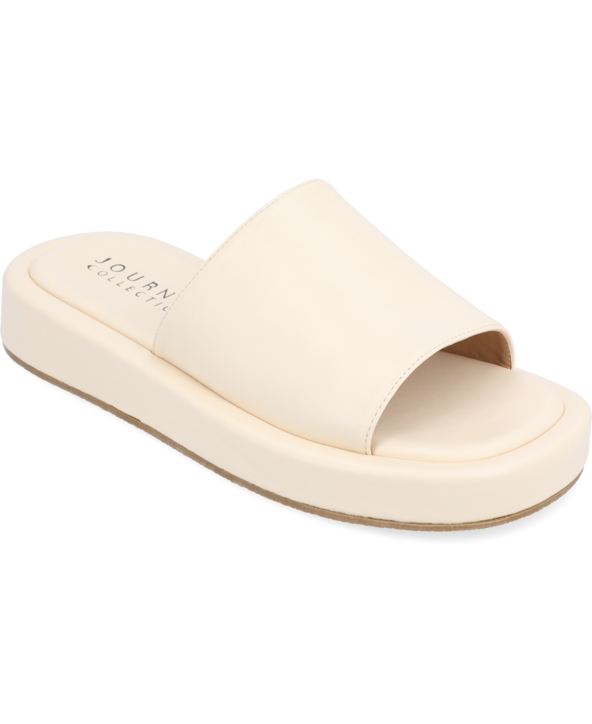 Journee Collection Denrie Flatform Slide Sandal In Off White