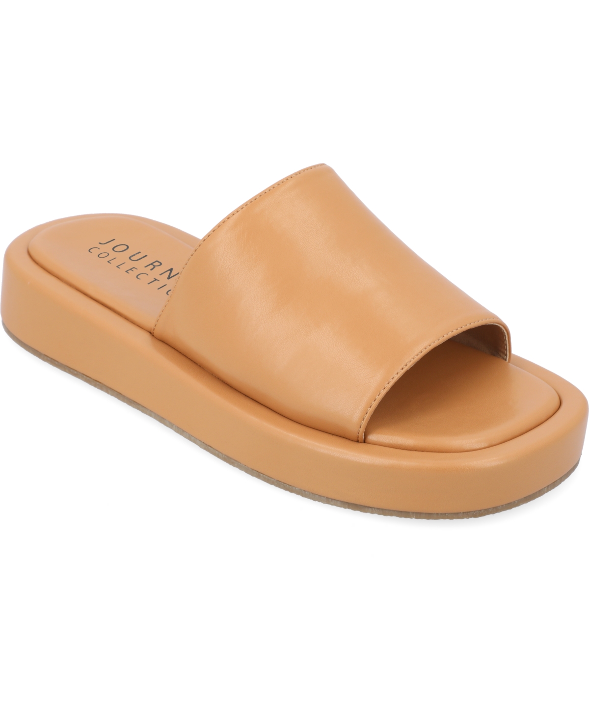 Journee Collection Women's Denrie Platform Slip-on Sandals In Tan