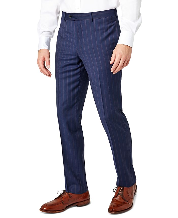 Tallia Men's Slim-Fit Berry Stripe Wool Suit Pants - Macy's