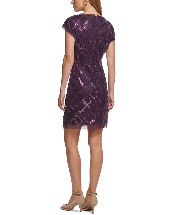 Vince Camuto Women's Sequin Cap-Sleeve Shift Dress - Macy's