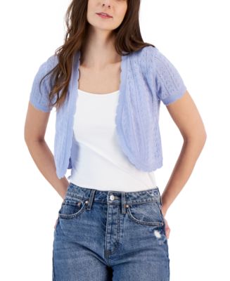 Intens Biprodukt Generelt sagt Hippie Rose Juniors' Short Sleeve Pointelle Cardigan Sweater - Macy's