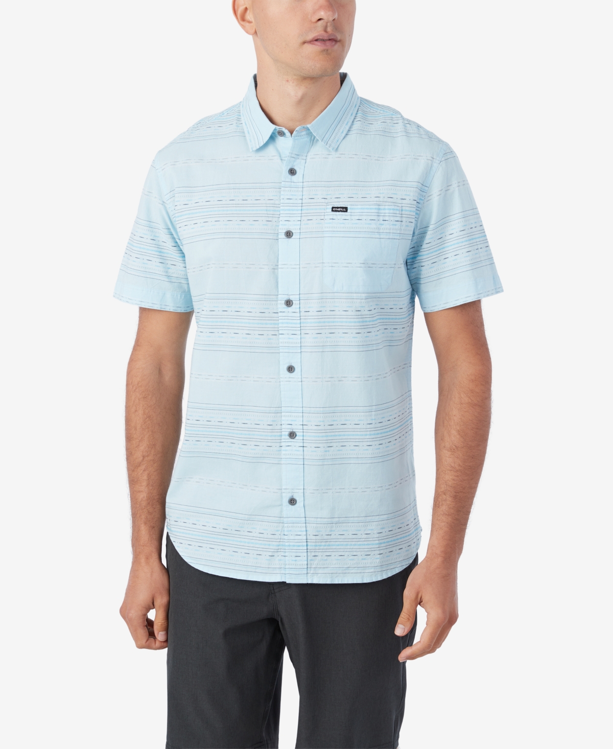 Shop O'neill Men's Seafaring Stripe Short Sleeve Standard Shirt In Sky