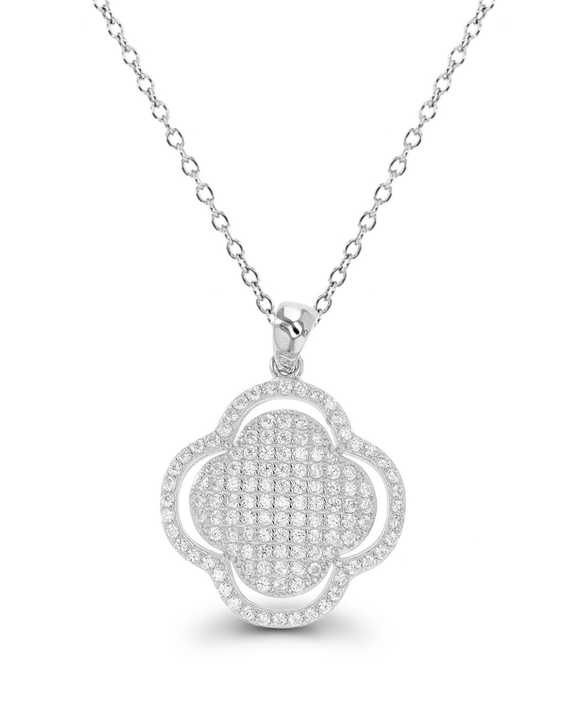 Macy's Cubic Zirconia Clover Necklace (1 1/5 Ct. T.w.) In Sterling Silver