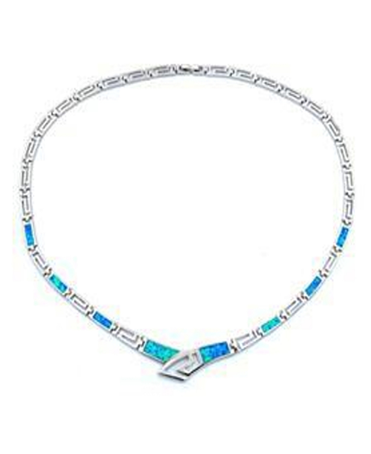 Macy's Created Opal Greek Key Necklace In Sterling Silver