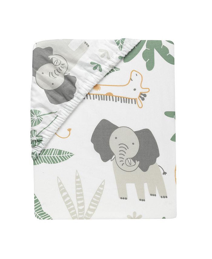Lambs & Ivy Jungle Friends 100 Cotton Safari Animals Baby Fitted Crib