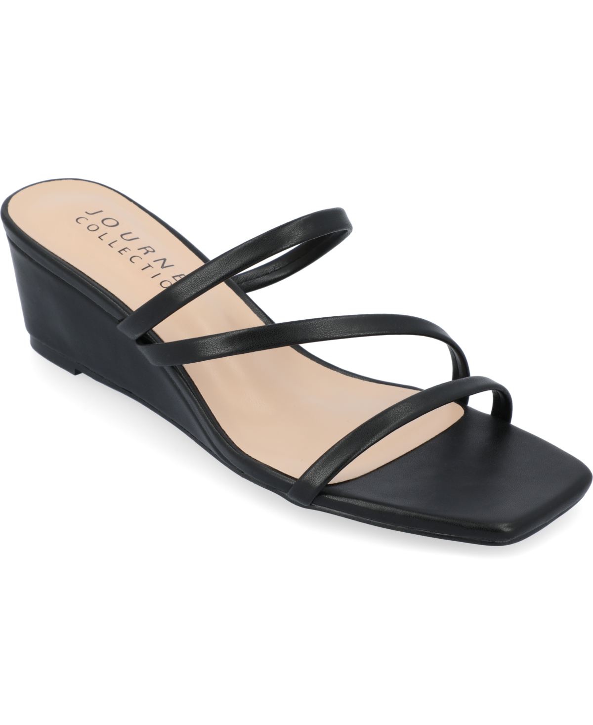 JOURNEE COLLECTION WOMEN'S TAKARAH STRAPPY ASYMMETRICAL WEDGE SANDALS