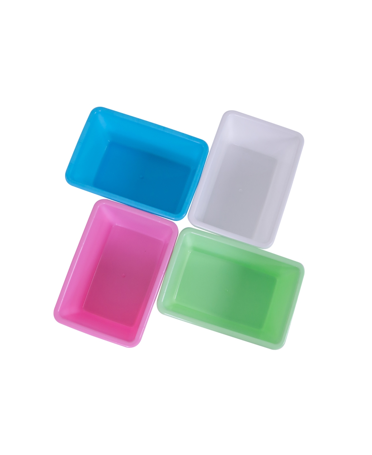 Toy Organizer Bins, Pack of 4 - Pink, Light Blue, Light Green, White