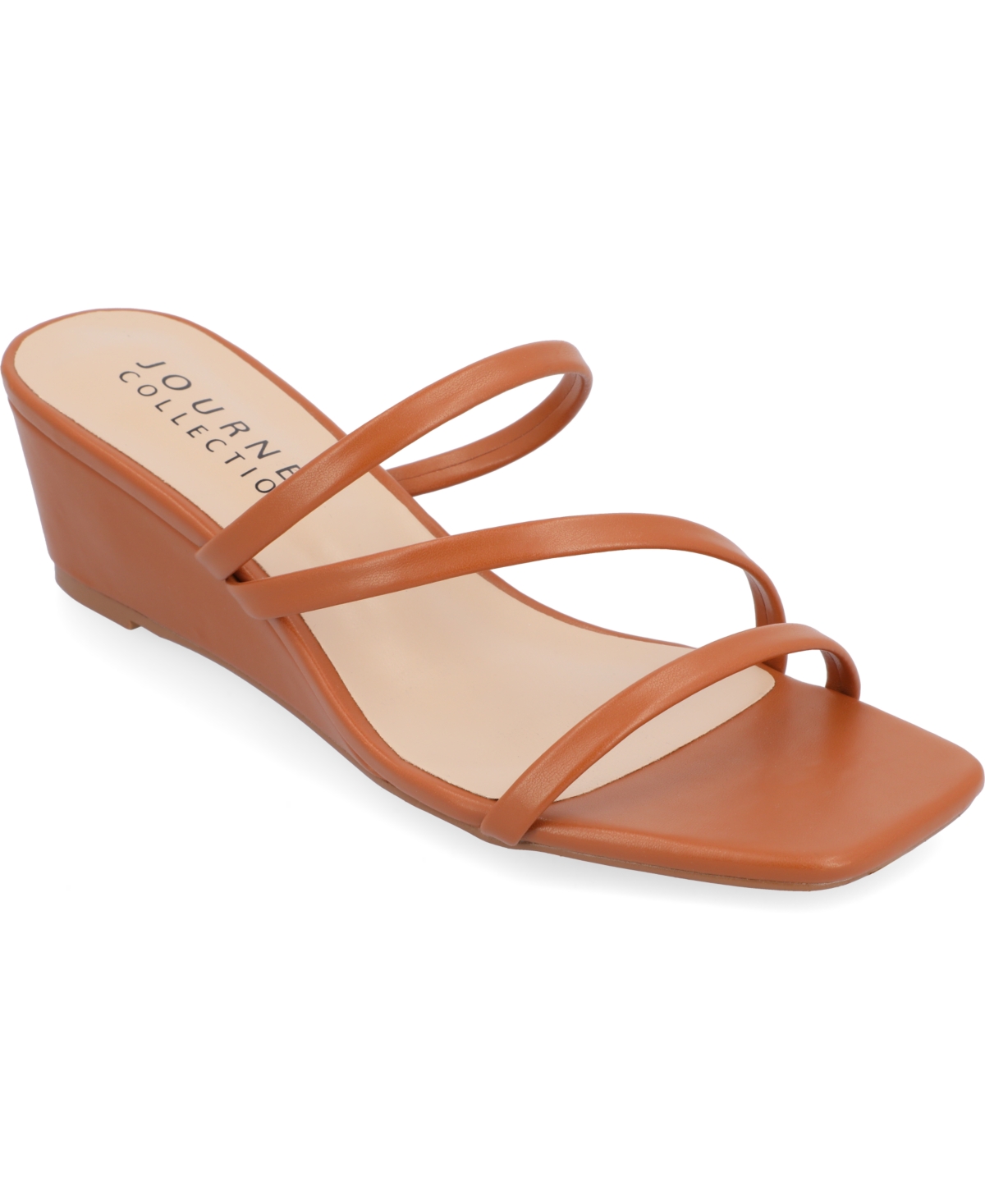 Shop Journee Collection Women's Takarah Strappy Asymmetrical Wedge Sandals In Brown