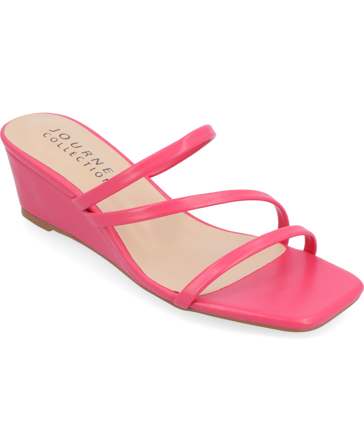 Shop Journee Collection Women's Takarah Strappy Asymmetrical Wedge Sandals In Pink