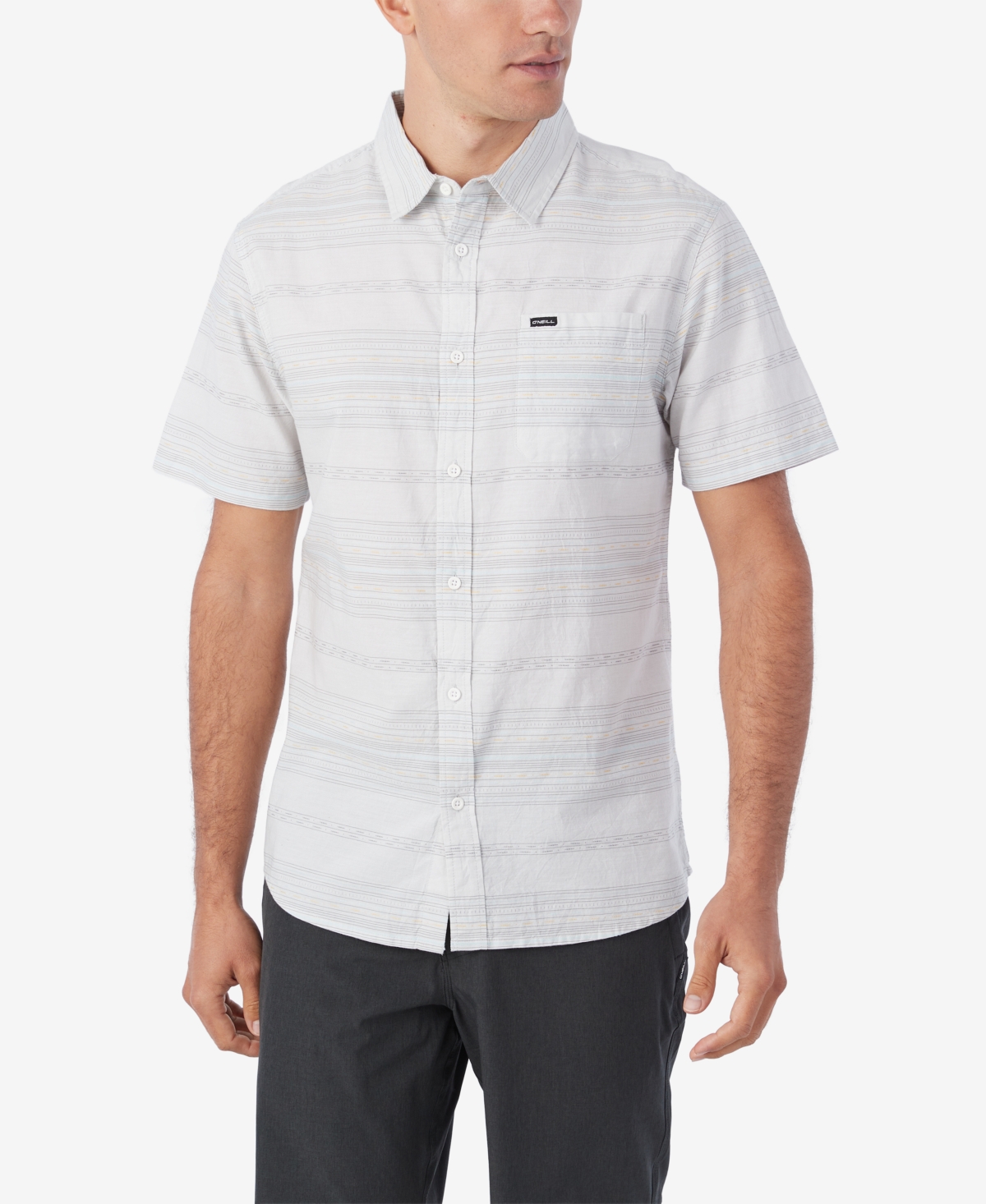O'neill Seafaring Stripe Short Sleeves Standard Woven Shirt In White