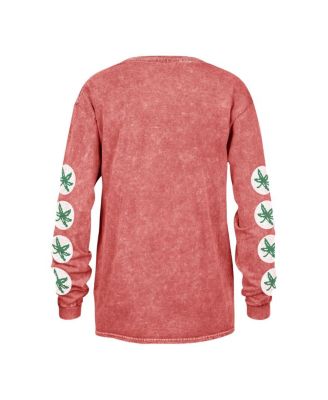 Women's Scarlet Ohio State Buckeyes Vintage-Like Tubular Boyfriend Long Sleeve T-shirt