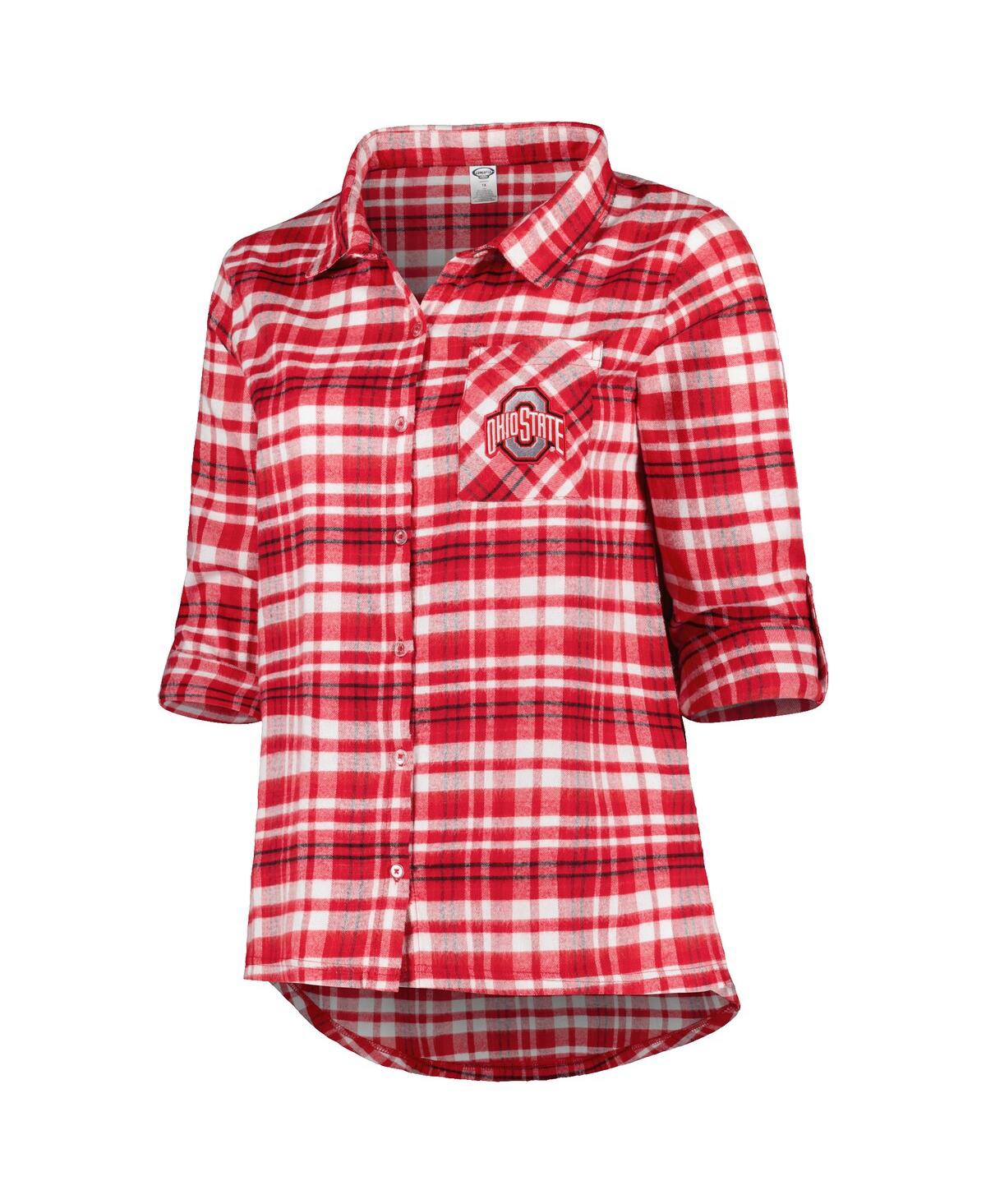 Shop Profile Women's Scarlet Ohio State Buckeyes Plus Size Mainstay Long Sleeve Button-up Shirt