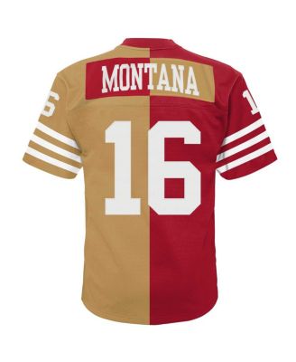 Men's Joe Montana Scarlet, Gold San Francisco 49ers Big and Tall Split Legacy Retired Player Replica Jersey