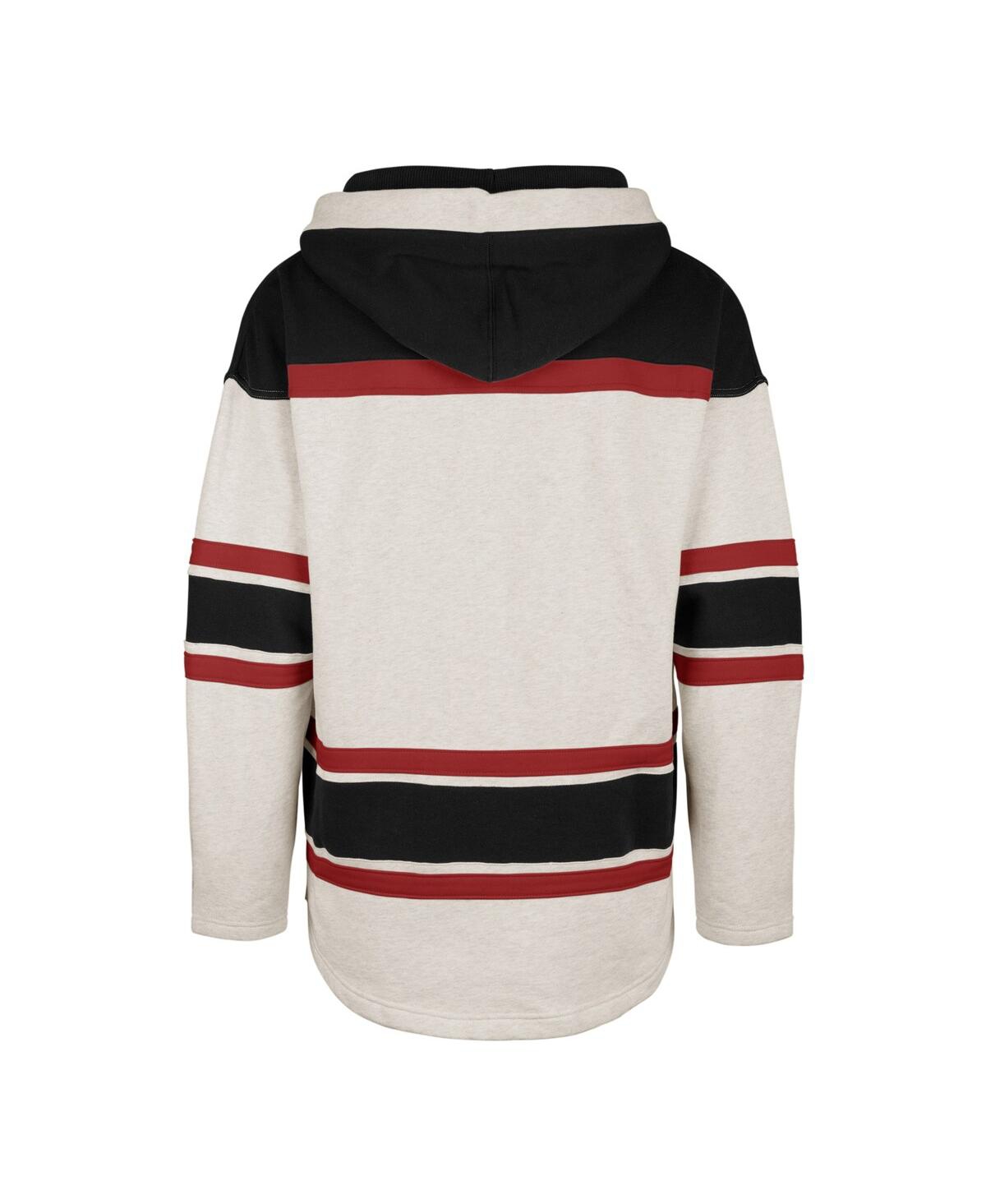Men's '47 BrandChicago Blackhawks Rockaway Lace-Up Pullover Hoodie - Oatmeal