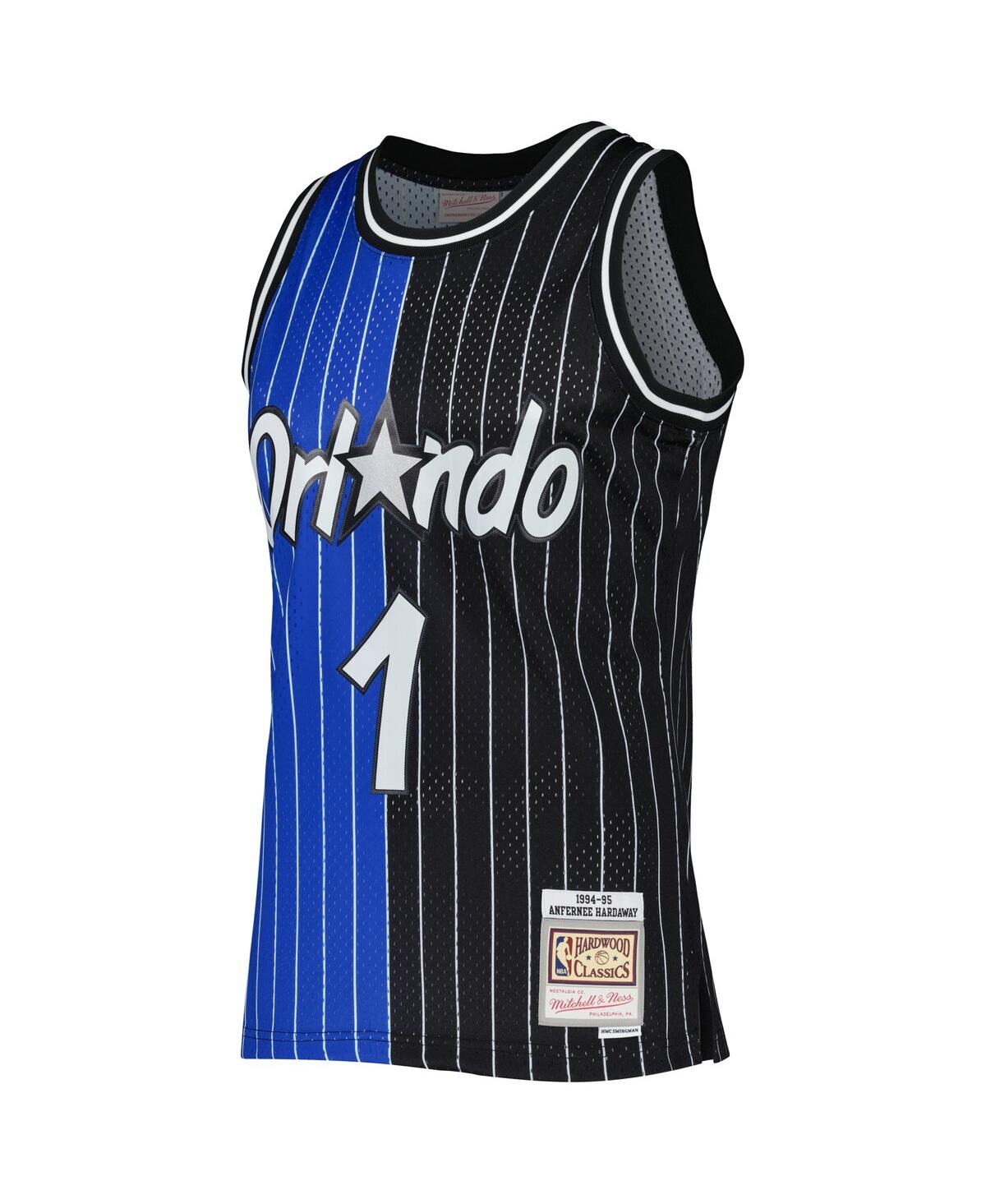 Men's Mitchell & Ness Penny Hardaway Black Orlando Magic Hardwood Classics 1994-95 Split Swingman Jersey - Black