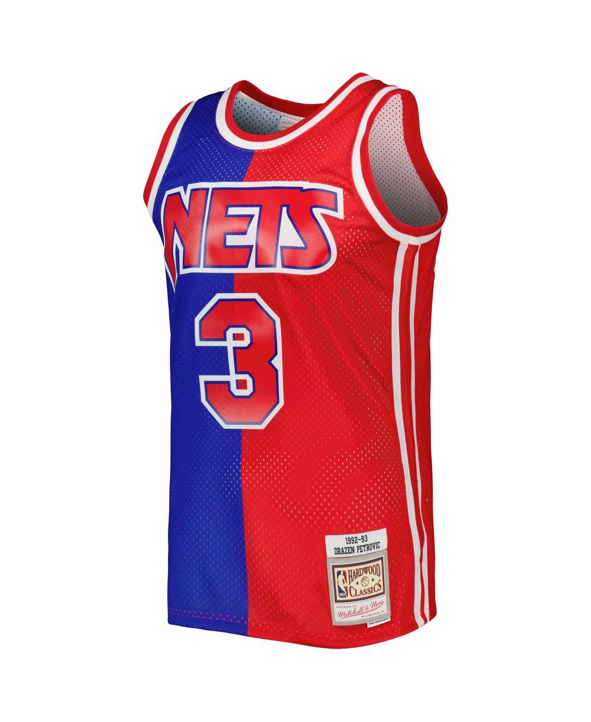 Men's Mitchell & Ness Drazen Petrovic Red New Jersey Nets Hardwood Classics 1992-93 Split Swingman Jersey - Red