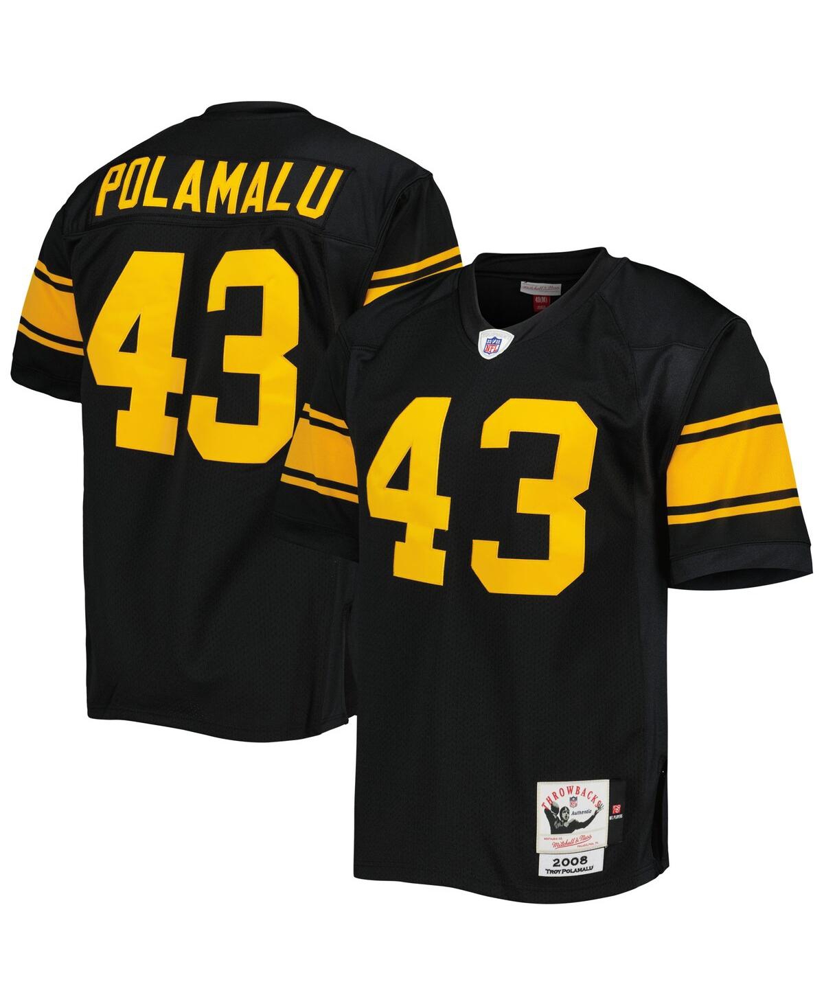 Men's Mitchell & Ness Troy PolamaluPittsburgh Steelers 2008 Alternate Authentic Retired Player Jersey - Black