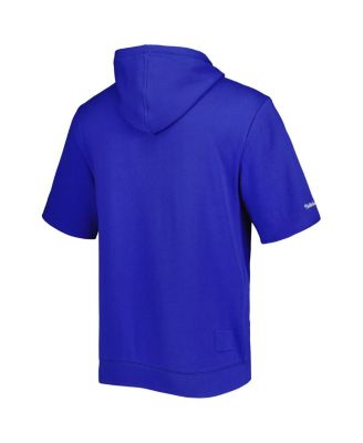 Men's Royal New England Patriots Washed Short Sleeve Pullover Hoodie