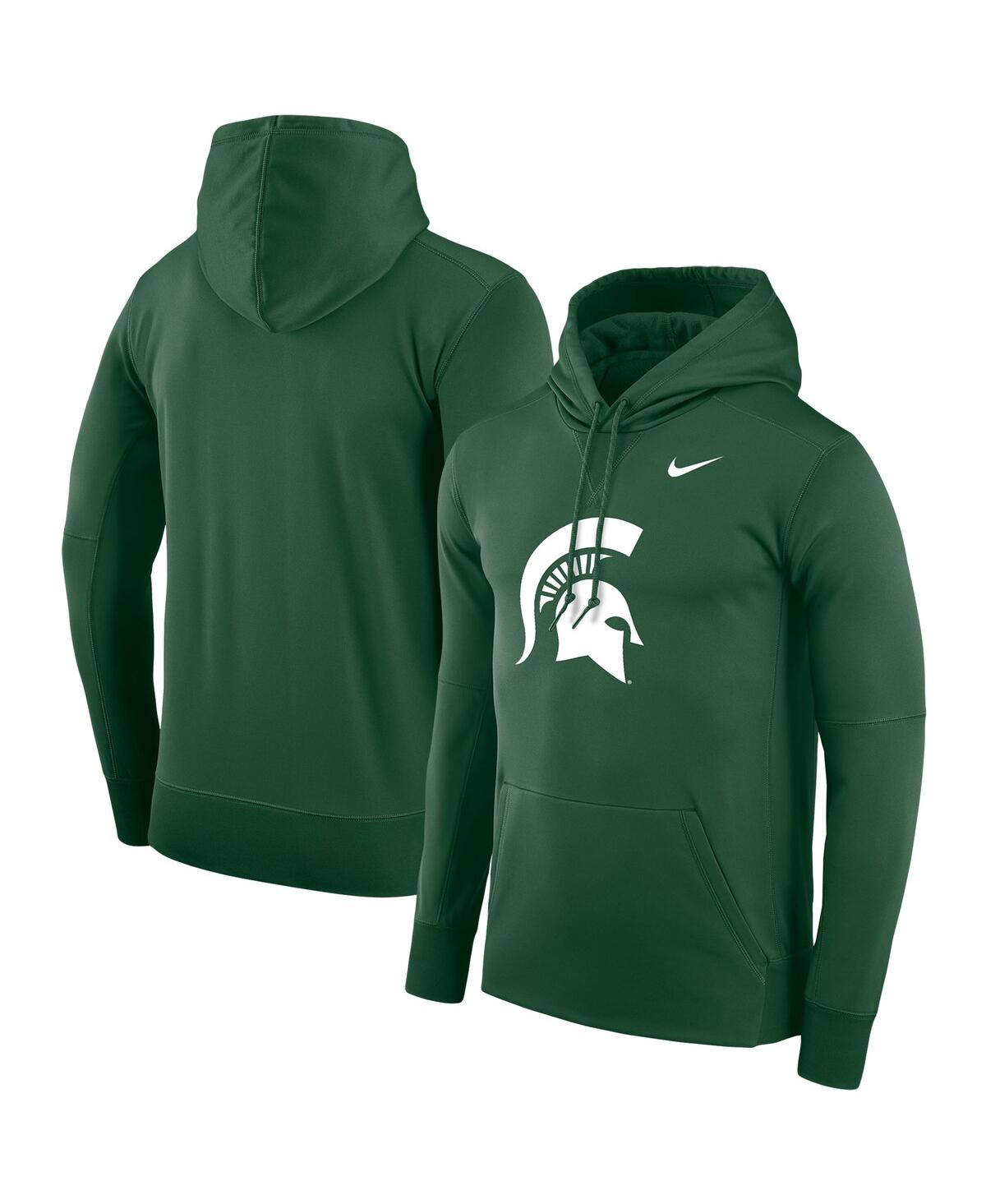 Shop Nike Men's  Green Michigan State Spartans Performance Pullover Hoodie
