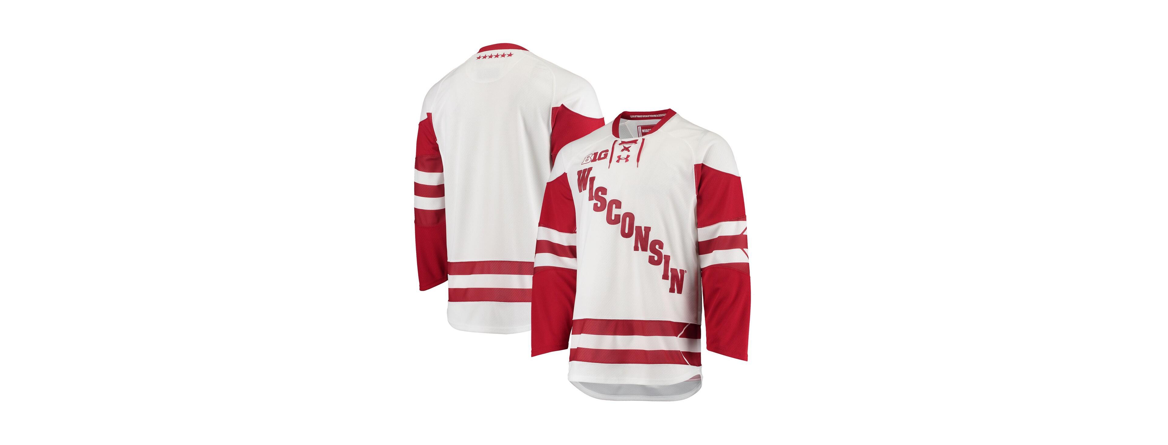 Men's Under Armour White Wisconsin Badgers Ua Replica Hockey Jersey