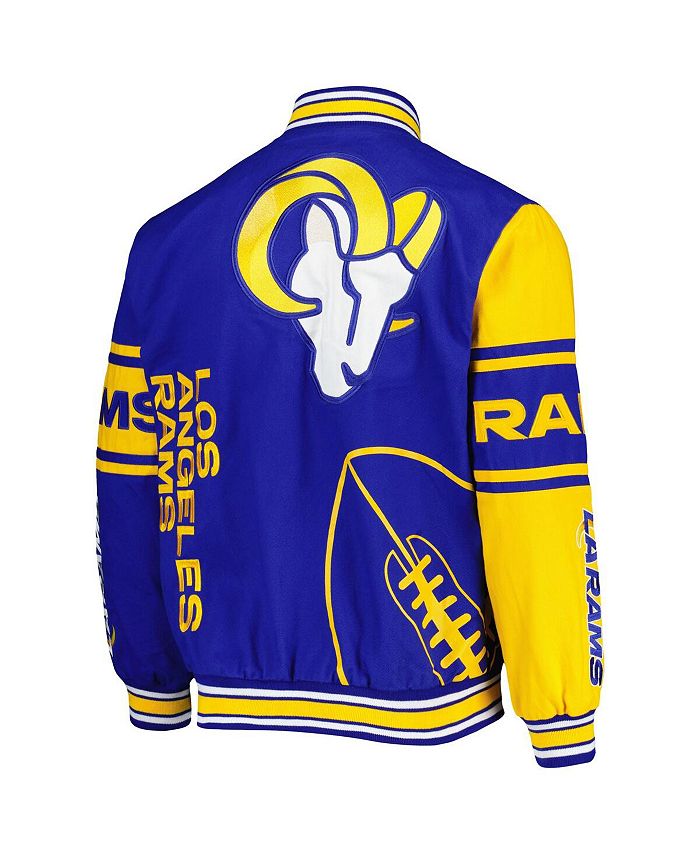 JH Design Men's Royal, Gold Los Angeles Rams Twill FullSnap Jacket