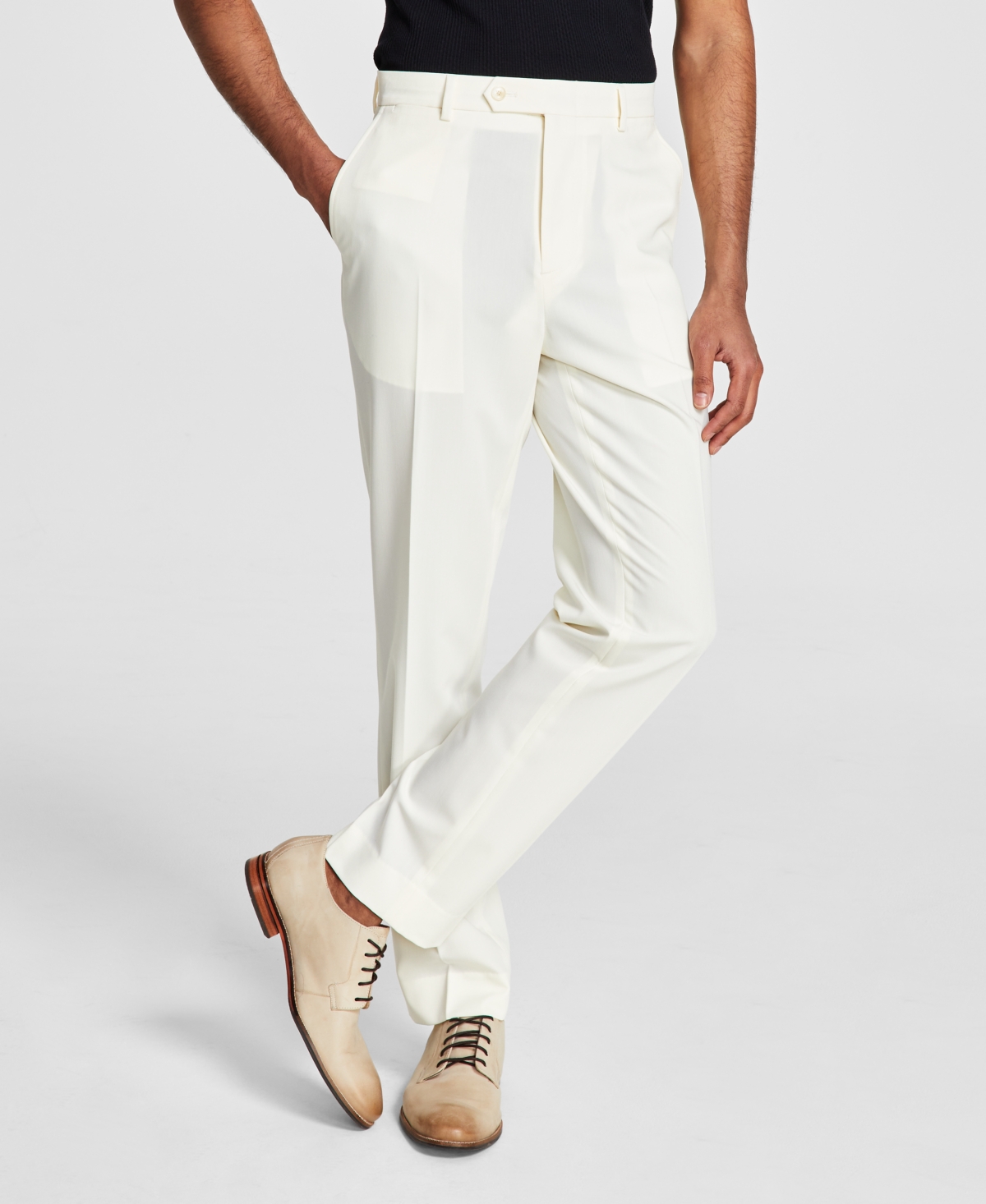 Men's Slim-Fit Spandex Super-Stretch Suit Pants - White