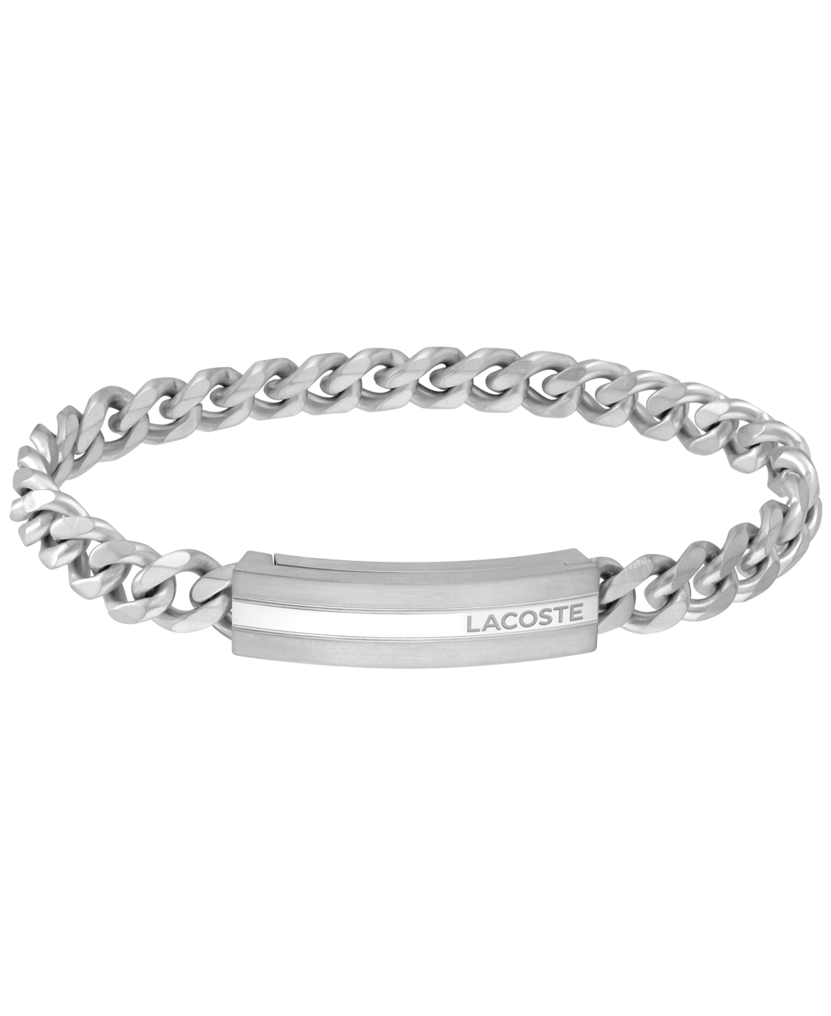 Lacoste Men's Stainless Steel Curb Chain Bracelet In Silver
