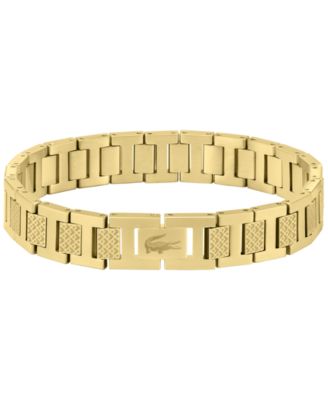Lacoste Mens Metropole Silver-Tone Stainless Steel Bracelet - Gold 125$