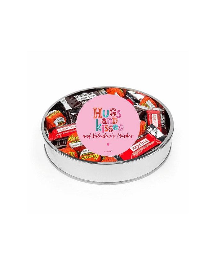 Just Candy Valentine's Day Sugar Free Chocolate Gift Tin Large Plastic Tin with Sticker and