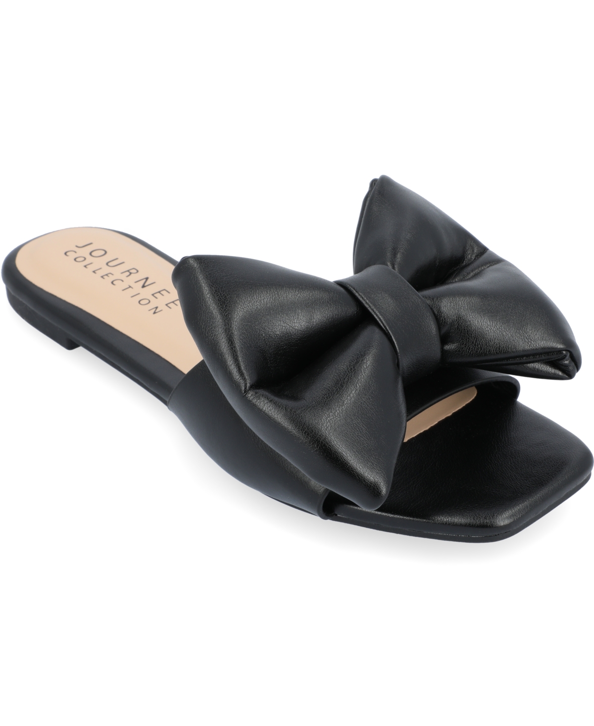 Shop Journee Collection Women's Fayre Oversized Bow Slip On Flat Sandals In Black