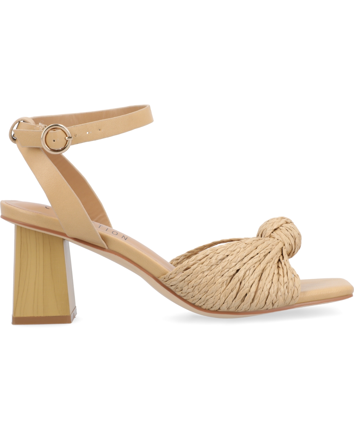 Journee Collection Women's Galinda Raffia Knot Block Heel Sandals