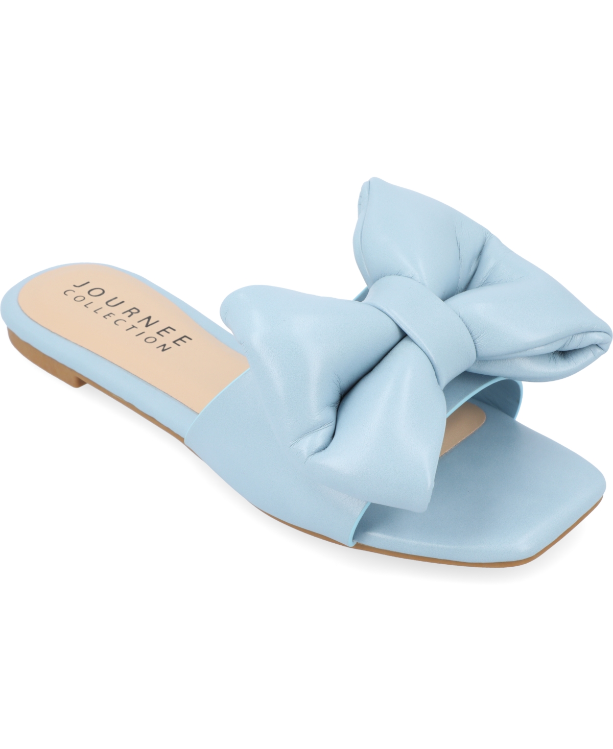 Shop Journee Collection Women's Fayre Oversized Bow Slip On Flat Sandals In Blue