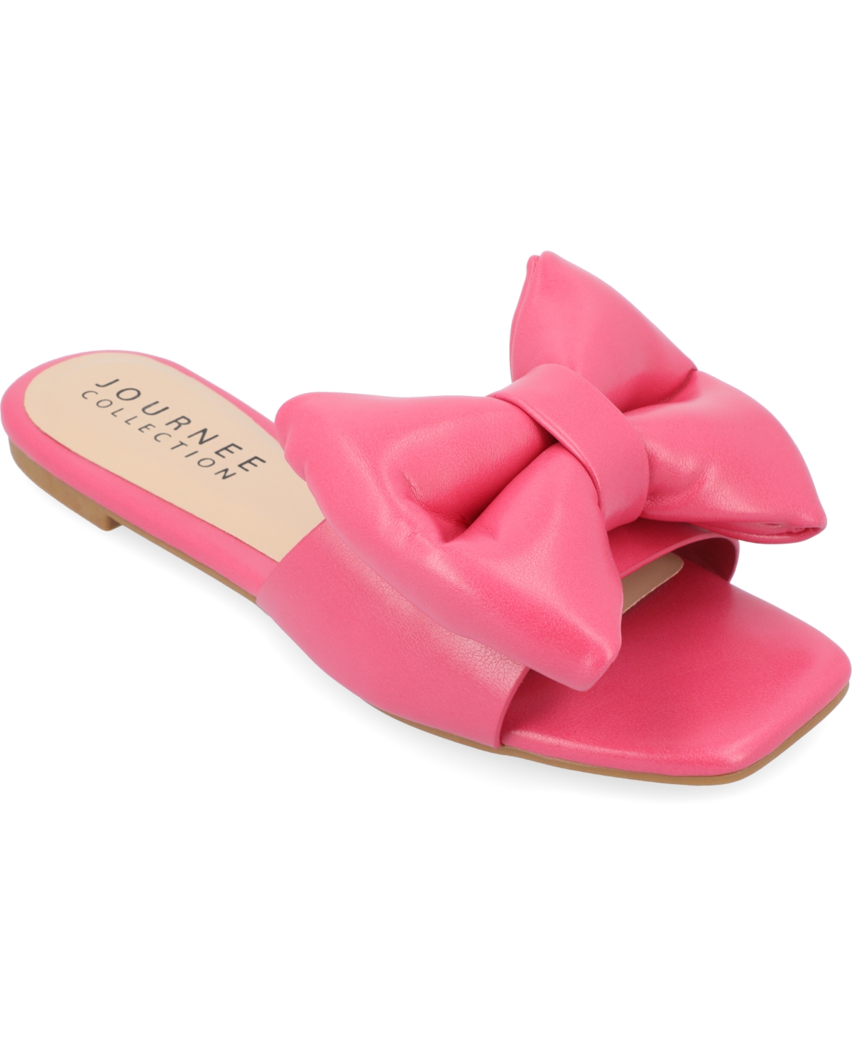 Shop Journee Collection Women's Fayre Oversized Bow Slip On Flat Sandals In Pink