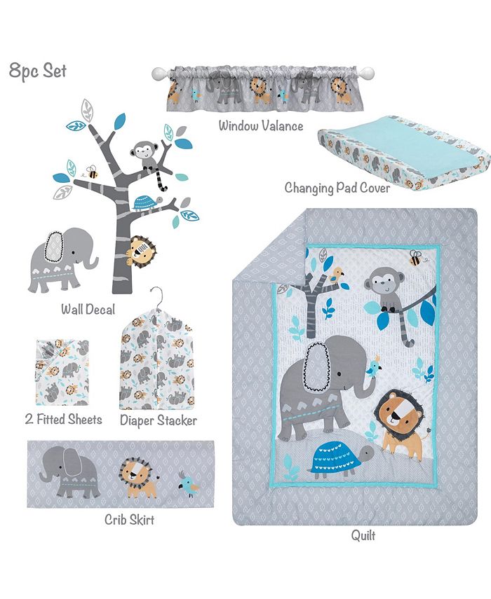 Bedtime Originals Jungle Fun Elephant/Lion 8Piece Baby Nursery Crib