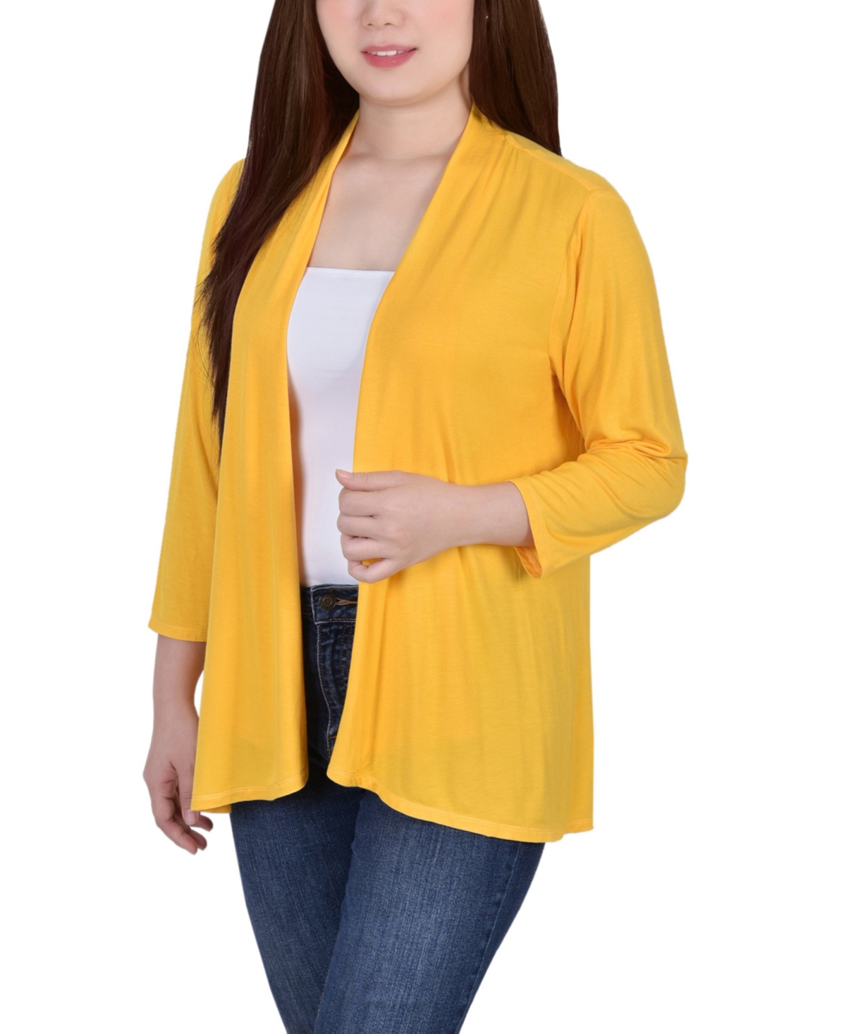 Women's 3/4 Sleeve Solid Cardigan