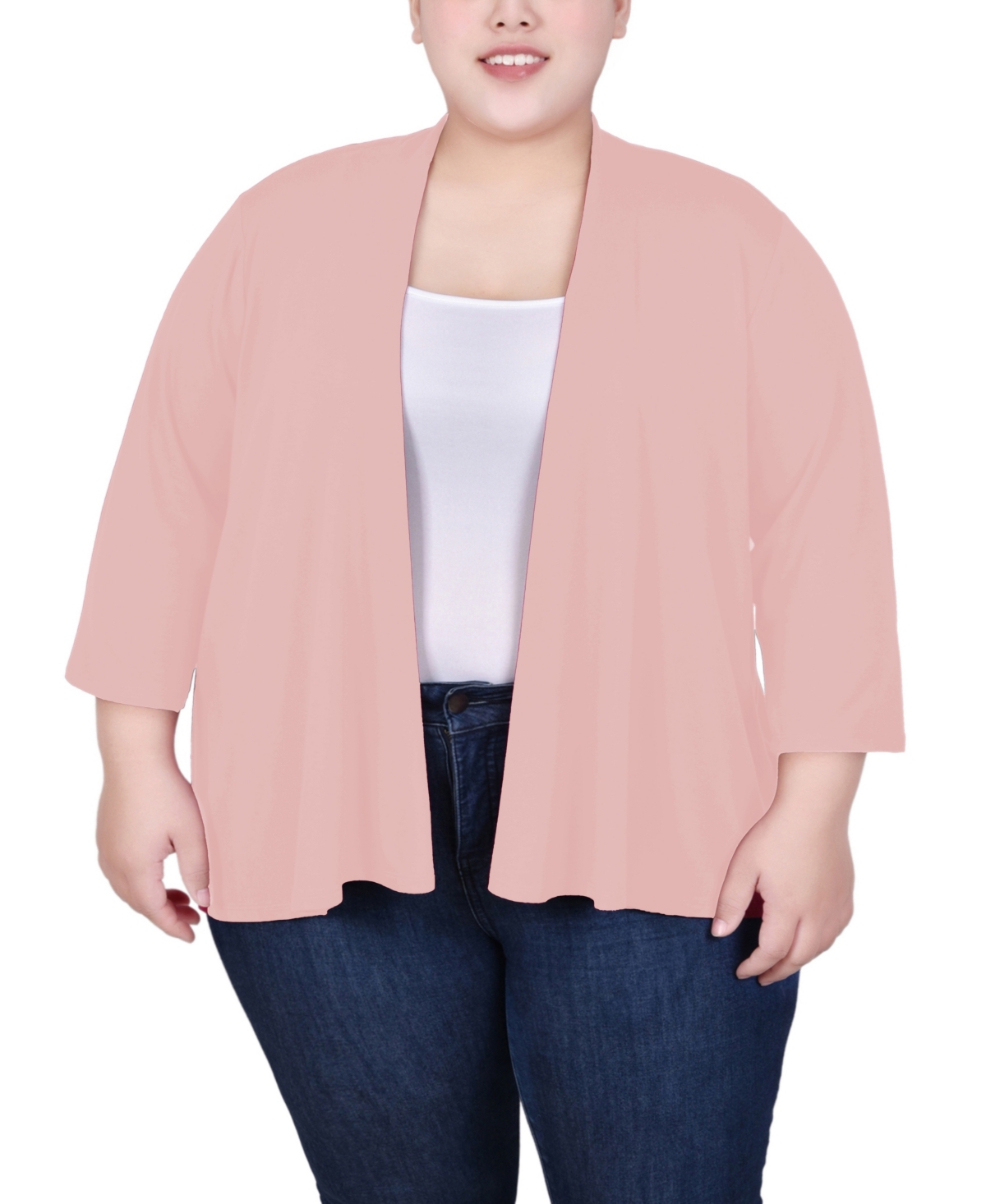 NY COLLECTION PLUS SIZE DRAPED OPEN-FRONT CARDIGAN SWEATER