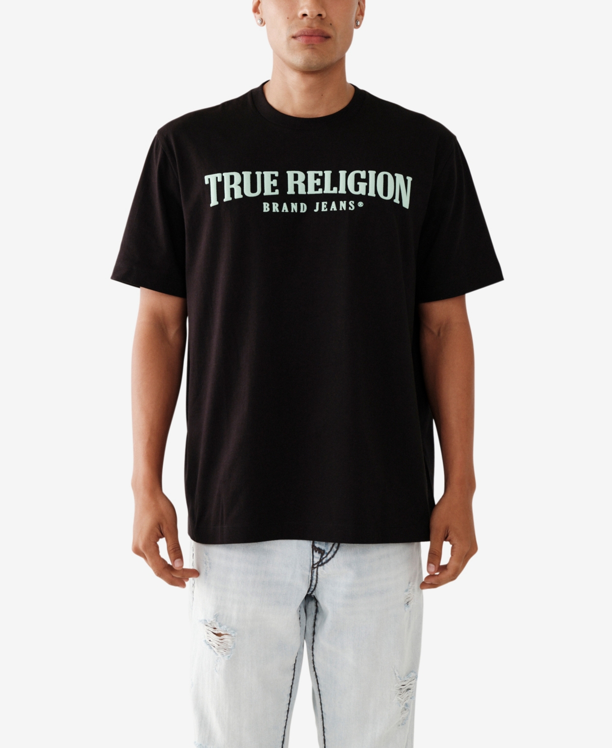 True Religion Men's Short Sleeves Relaxed Arch T-shirt In Jet