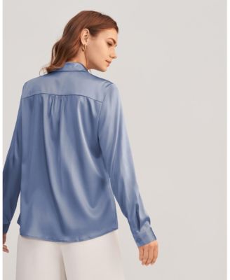 Women's Long Sleeves Collared Silk Blouse