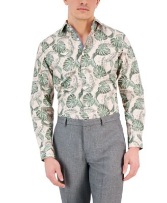 Bar III - Men's Hoja Slim-Fit Botanical-Print Dress Shirt
