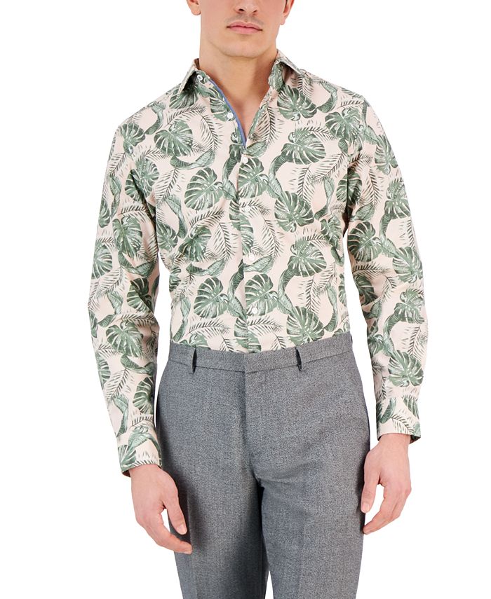 Bar III Men's Hoja Slim-Fit Botanical-Print Dress Shirt, Created for ...