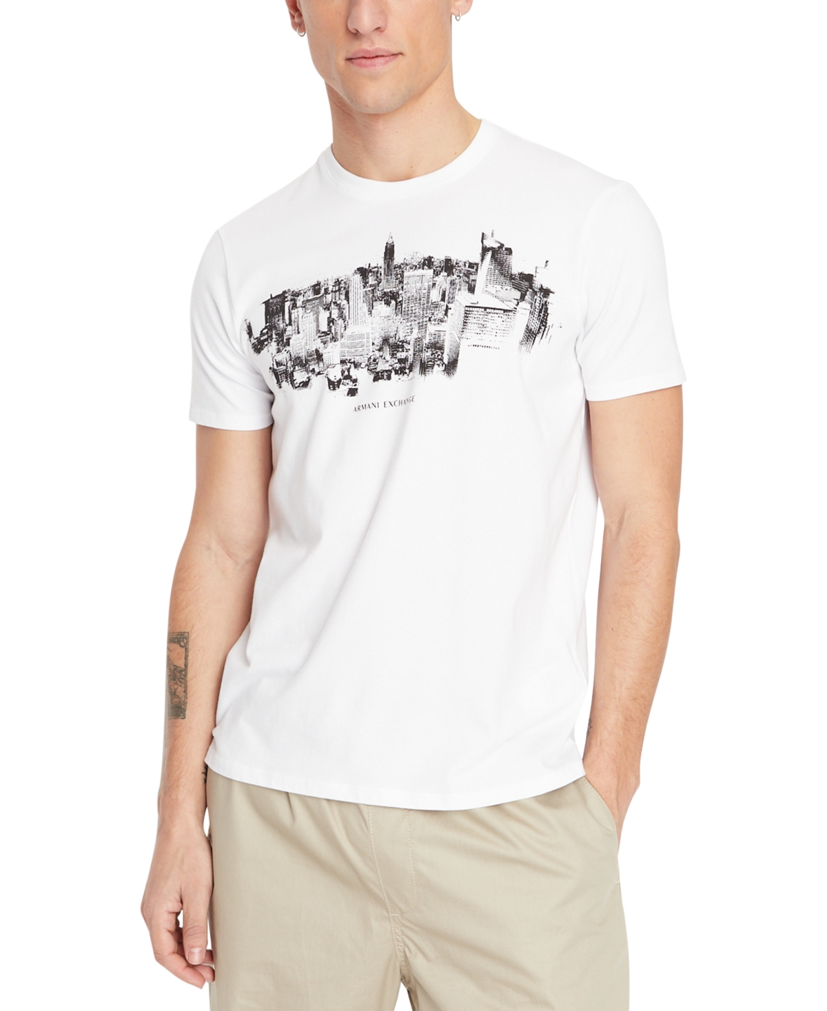 Ax Armani Exchange A X Armani Exchange Men's Nyc Cityscape Graphic T-shirt In White