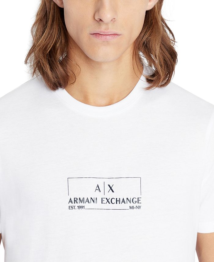 A|X Armani Exchange Men's Crewneck Short-Sleeve Long Box Logo T-Shirt ...