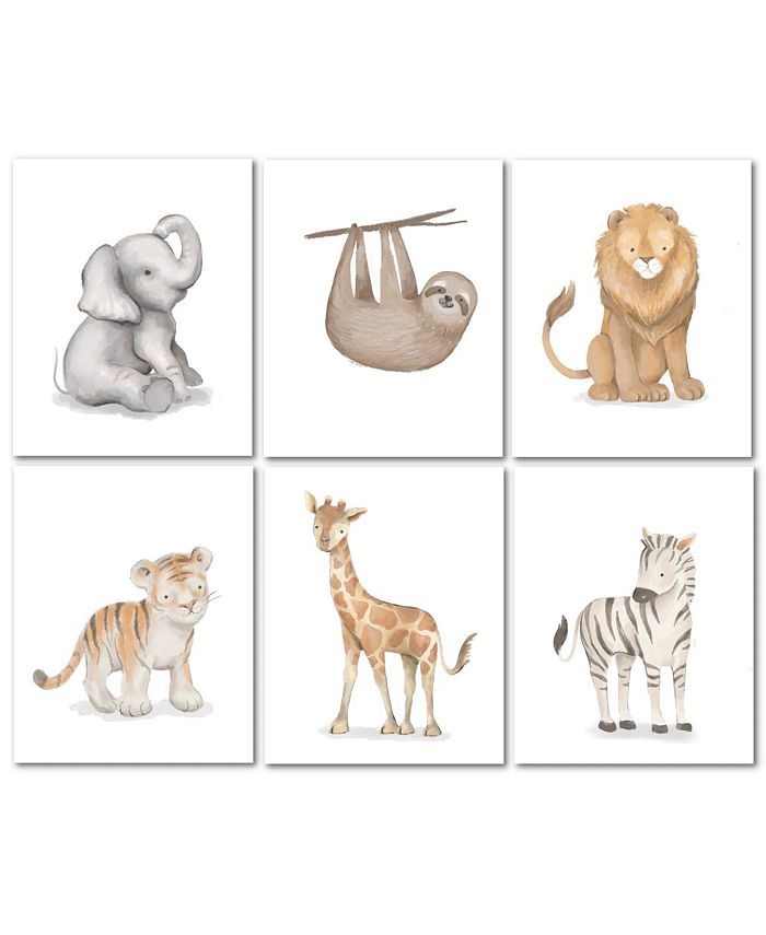 Lambs & Ivy Watercolor Safari Jungle Animals Unframed Nursery/Child