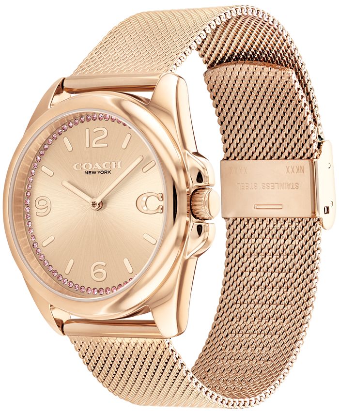 COACH Women's Greyson Quartz Carnation GoldTone Stainless Steel Mesh