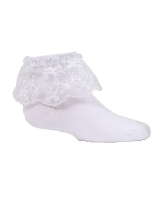 Big Girls Petite Floral Lace Cotton Blend Anklet Socks