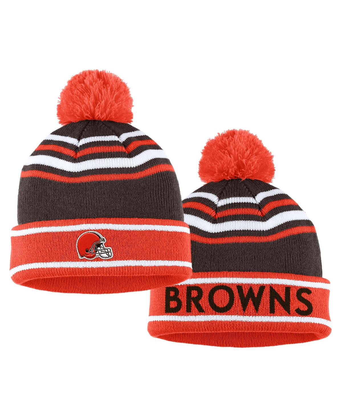 Shop Wear By Erin Andrews Women's  Orange Cleveland Browns Colorblock Cuffed Knit Hat With Pom And Scarf S