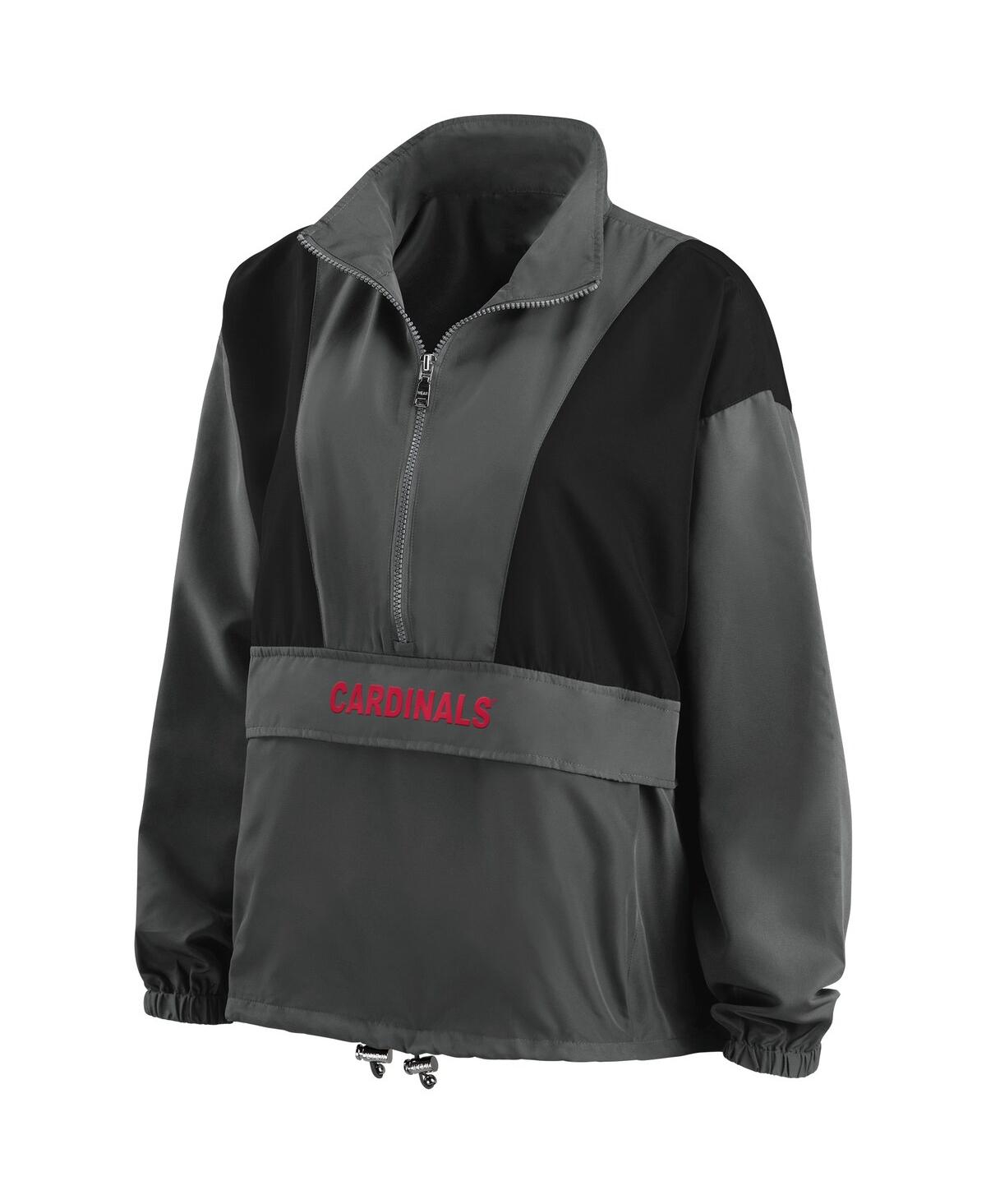 Shop Wear By Erin Andrews Women's  Charcoal St. Louis Cardinals Packable Half-zip Jacket
