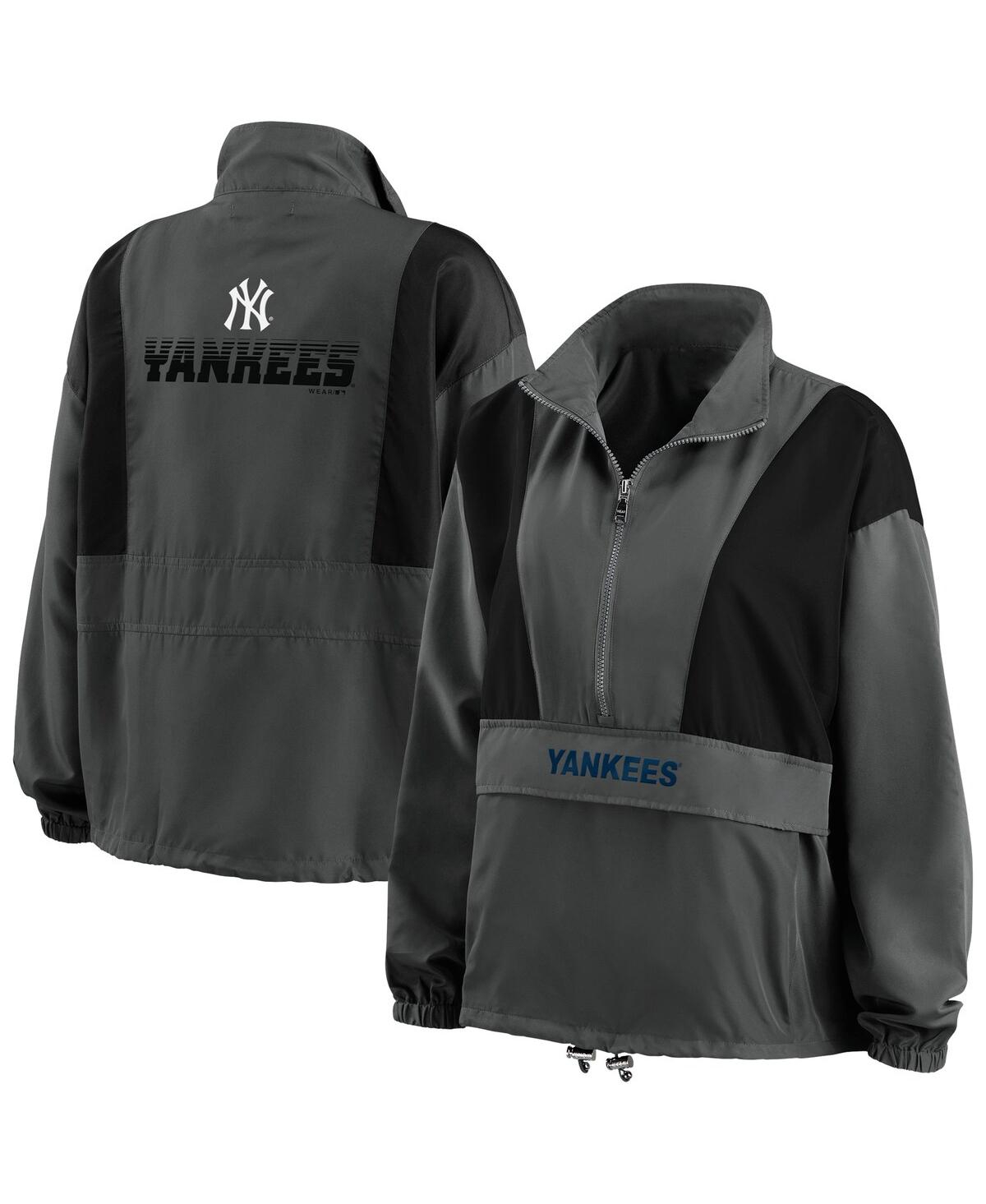 Wear By Erin Andrews Women's  Charcoal New York Yankees Packable Half-zip Jacket