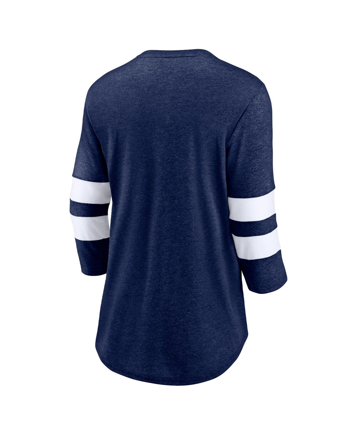 Shop Fanatics Women's  Heather Navy Colorado Avalanche Line Shift Tri-blend Three-quarter Sleeve T-shirt