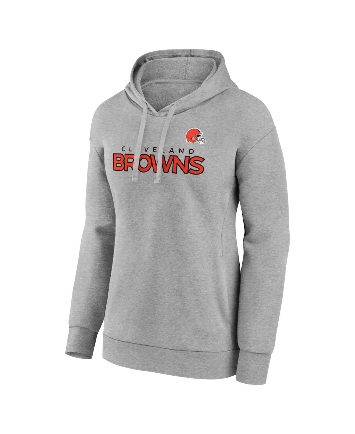 Fanatics Branded Heather Gray Cleveland Browns Iconic Cotton Fleece Checklist Pullover Hoodie In Heathered Gray